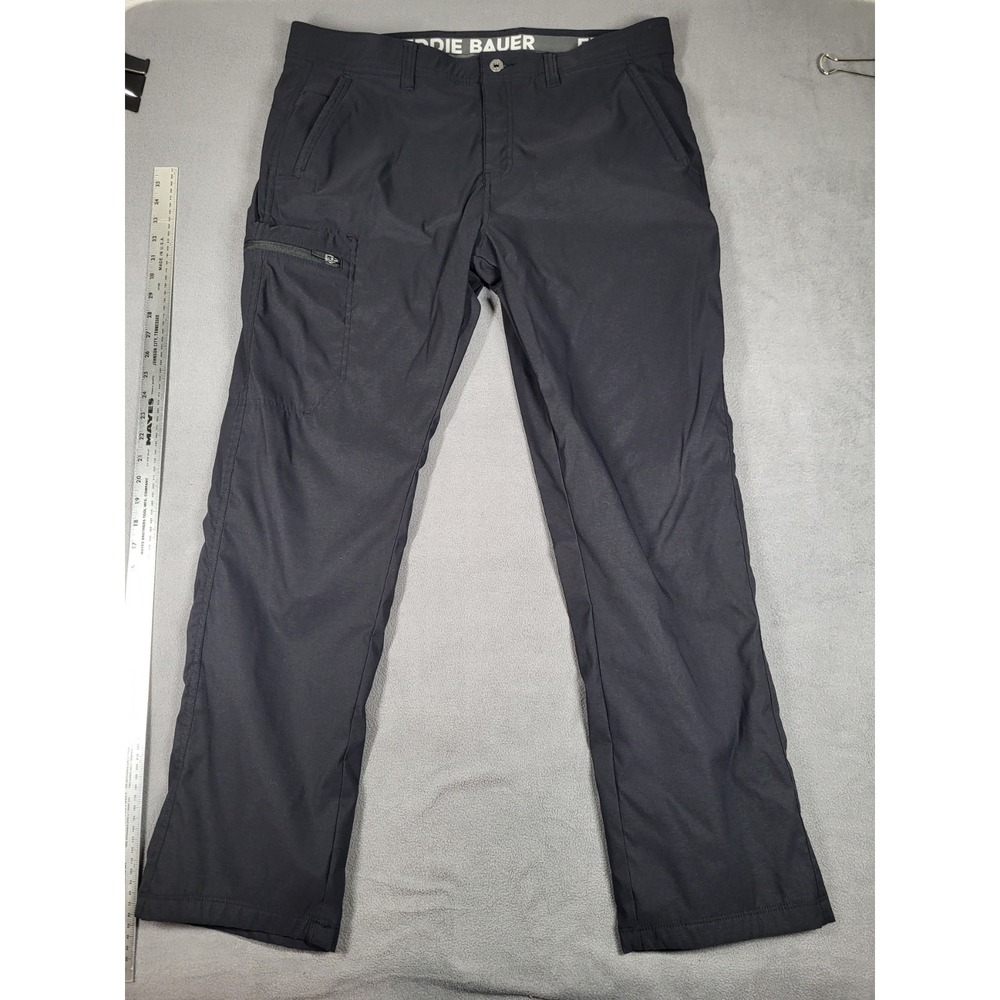 Eddie Bauer Fleece Lined Rainer Pants Mens 38x30 Black Nylon Performance Hiking